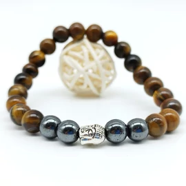 TIGRISSZEM - HEMATIT + BUDDHA KÖZTES KARKÖTŐ 8 MM